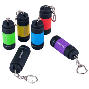 Custom Logo Promotion Gift Mini Keychain Flashlight, USB Torch Rechargeable Colorful LED Flashlight