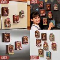 Kit de imanes para nevera DIY ecológicos de nuevo estilo 2026, rompecabezas de madera 3D con patrón de animales, miniatura con luz LED, decoración para el hogar