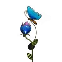 Garten-Ornamente Outdoor Metall-Schmetterling & Tulpen Solar-Gartenstecker Wasserdichte Blumen-Tier-Solarleuchten Dekoration für den Garten