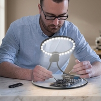 Hands-Free LED PMMA Pocket Headband Magnifying Glass 130mm Lens Neck Wear Design Screen Book Reading