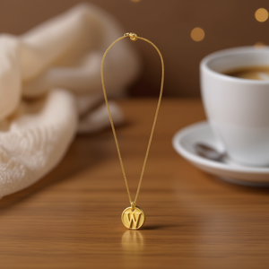 Collana con ciondolo a forma di lettera W in acciaio inossidabile, 1,9 cm, tono oro, gioielli alla moda per donna - Product Image 2