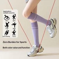 Chaussettes de compression longues pour femmes, rayées, tricotées, antidérapantes, professionnelles, pour yoga, fitness, pilates, sans coutures, pour le soutien musculaire