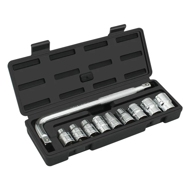 10-Piece Multipurpose Chrome Vanadium Steel Socket Wrench Set with Ratchet Wrench for Auto & Bicycle Repair