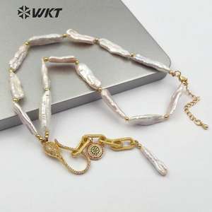 WT-JN110 Nuovo Design Esclusivo Della Catena Della Perla E Micro Pavimenta Il Fascino Della <span class=keywords><strong>Collana</strong></span> Della Signora di trasporto di Nuovo Dei Monili di Modo Naturale <span class=keywords><strong>Collana</strong></span> di <span class=keywords><strong>Perle</strong></span> - Product Image 2