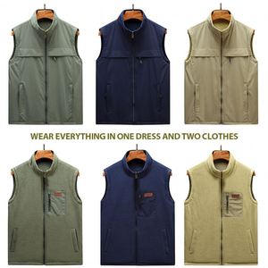 Chalecos para Hombre al por Mayor, con Logotipo Personalizado, para Invierno, Cálidos, para Exteriores, sin Mangas, de Doble Cara, de Forro Polar, para Hombres de Mediana Edad - Product Image 3