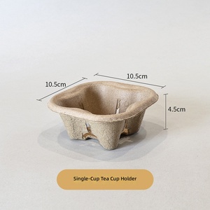 Porte-gobelets et gobelets en <span class=keywords><strong>pulpe</strong></span> biodégradables jetables, supports de gobelets simples et doubles pour thé à bulles, café à emporter, vaisselle - Product Image 4