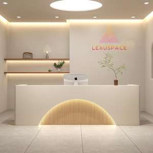 מודרני שולחן קבלה ארוך לבן עם דלפק קבלה עם אור led לסלון שיער וספא - Product Image 5