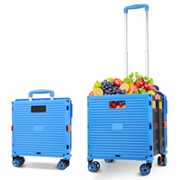 Chariot de courses pliable portable en plastique à quatre roues avec personnalisation OEM, chariot de rangement pour outils