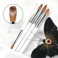 Pinceau à ongles ovale rond en acrylique Kolinsky, taille 16 22, vente en gros, pinceau à ongles japonais, Nagelburste, Escova De Unhas, Cepillo De Manicura