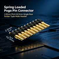 Connecteur Pogo Pin à ressort Denentech, pas de 2,00 mm, hauteur 2,5 mm, simple rangée, type à souder, connecteur mâle