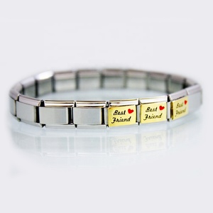 Bracelets à maillons modulaires en acier inoxydable, pour femmes et filles, 9mm, en or, avec cœur rouge, amour meilleur ami, breloque italienne, adapté aux grandes marques - Product Image 5