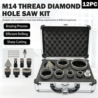 Kit de forets diamantés M14-12 pièces pour marbre, maçonnerie, granit, carrelage, avec boîte en aluminium, kit de scies cloches, ensemble de perçage