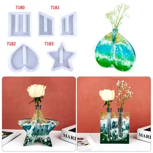 7180 cœur carré étoile Tube à essai Vase résine Silicone Vase moule fleur Culture conteneur moules