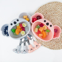 Bol d'alimentation pour bébé en silicone en forme de koala mignon avec compartiments et couverts assortis, outils de cuisine pour le sevrage des tout-petits, vente en gros OEM