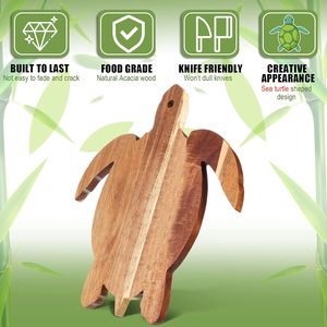Planche à découper en <span class=keywords><strong>bois</strong></span> d'acacia en forme de tortue marine, plateau de service en <span class=keywords><strong>bois</strong></span> non toxique, planche à découper pour charcuterie, viande, fromage, légumes, pain - Product Image 5