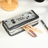 Nouvel espace astronaute portable porte-crayon mignon dessin animé enfants papeterie sac grande capacité sac école étudiant toile crayon sac