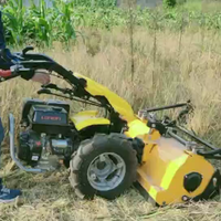 Petite machine agricole multifonctionnelle Mini tondeuse à essence 15hp Power Scythe Mower Tracteur à deux roues motrices Faucheuse à fléaux