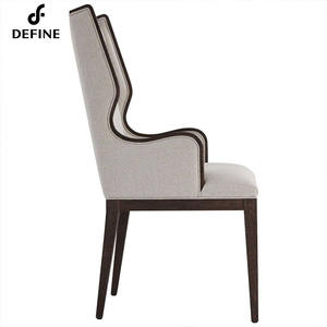 सुरुचिपूर्ण लक्जरी घर भोजन कक्ष फर्नीचर अवकाश खाने की कुर्सी <span class=keywords><strong>Armrest</strong></span> के साथ ठोस ऐश लकड़ी पैर - Product Image 4