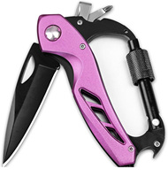 Couteau de survie multifonctionnel pour le camping et les activités de plein air, mousqueton EDC, couteau de poche