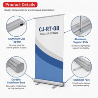 Support de bannière enroulable en aluminium 85x200cm, design à clipser, léger (1,95 kg) pour salons professionnels et expositions