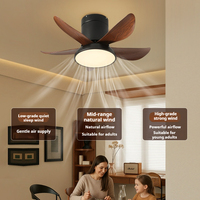 Ventilateur de plafond moderne de 30 pouces au design européen, en noyer, avec télécommande, 6 vitesses, 5 lampes LED, corps en fer, moteur, pour salon