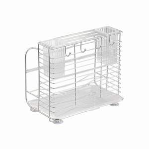 Support à couteaux Ripai en acier inoxydable avec 4 fentes, taille L, antidérapant, avec drain pour rangement de cuisine - Product Image 3