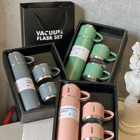 Set Termos Vakum Matte Black 500ml dari Stainless Steel dengan Cangkir dan Tas Jinjing untuk Hadiah Bisnis
