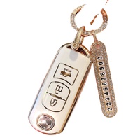 Étui de clé de voiture Angkesaila haut de gamme, étanche, en TPU, tendance, pour Mazda CX-3/CX-5/CX-8/CX-9, avec 2 boutons et logo personnalisé