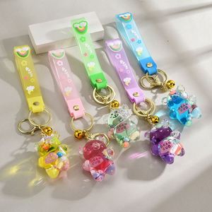 Luxury Sweet Cute Bear Cartoon Lazy Liquid <b>Key</b> <b>Chain</b> Shape <b>Key</b> <b>Chain</b> Acrylic Liquid Bear <b>Key</b> <b>Chain</b> - Product Image 1