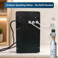 Mini-refroidisseur d'eau pétillante de table avec affichage LED de la température, refroidissement rapide 180W et distributeur d'eau gazeuse pour la maison et le bureau