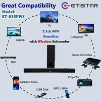 Système de son OEM Sortie 80W Barre de son sans fil Blue Tooth avec caisson de basses pour système de cinéma maison Barre de son TV cinéma 2.1 Haut-parleur