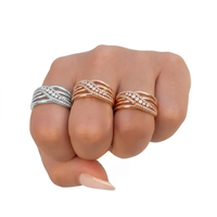 QX 925 Sterling Silber Breiter Bandring mit Pavé-CZ, mehrreihiger Statement-Ring, kundenspezifischer OEM-Großhandelsschmuck für Herren und Damen