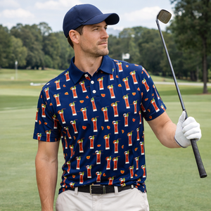 Camiseta Polo de Golf con Estampado de Cóctel, Diseño Novedoso con Estampado Completo, para Resort y Club, con Logotipo Personalizado - Product Image 1