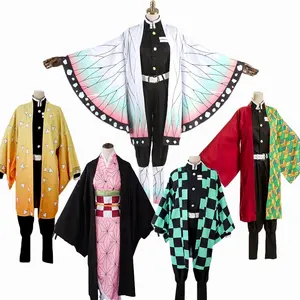 动漫恶魔杀手Kimetsu No Yaiba Tanjiro Kamado Nezuko Zenitsu Shinobu女男全Setnez角色扮演万圣节服装和服