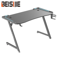 Table de jeu professionnelle BEISIJIE TZ-1 noire avec cadre en Z, 4+3 lumières RGB, surface en fibre de carbone en panneau de particules P2 de 15 mm et porte-gobelets