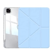 Étui transparent en acrylique PU pliable pour iPad Pro M5 M4 M3 M2 11 pouces, compatible avec les tablettes 8.3/9.7/10.9/11/12.9/13 pouces, avec emplacement pour stylet