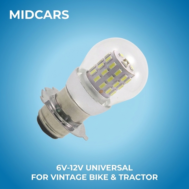Motorcycle Headlight P15D-25-3 LED Bulb 6V 12V DC 3W RP30 Replacement for Vintage European Motorbike Tractor Signal Lamp