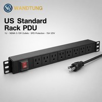 Unit Distribusi Daya (PDU) 19 Inch Tipe USA untuk Rak Server, 6-10 Outlet, Warna Oranye, Dilengkapi Proteksi Lonjakan Tegangan