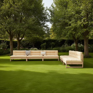 Ensemble de salon de jardin en pin massif 6 places, mobilier d'extérieur minimaliste, lattes durables - Product Image 2