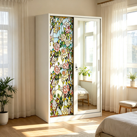 Magnifique armoire en acier à 2 portes avec miroir et porte coulissante, démontable (Lemari Pakaian)