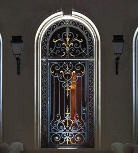 Porte en acier forgé architectural avec insert en verre, style coulissant, pour espaces de luxe, barre en acier 14x14mm, type de cadre - Product Image 6