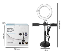 6 pouces Led Selfie Anneau Lumière Trépied Support Mobile Live avec Lumière de Remplissage Led Double Position Support de Téléphone