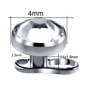 Perhiasan Tubuh <span class=keywords><strong>Titanium</strong></span> G23 Micro Dermal Piercing, Tersembunyi di Kulit, Piercing Diver dengan Permata Bening 3/4/5mm, Basis Dermal Anchor - Product Image 3