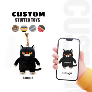 Mềm Kawaii mèo đen sang trọng keychain thiết kế Thú nhồi bông đồ chơi với PP bông điền lưới lót OPP Túi quyến rũ - Product Image 4