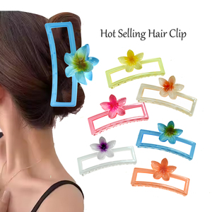 Hawaii Hoa Dễ Thương Claw Clip Kích Thước Lớn Phụ Nữ Acrylic Phụ Kiện Tóc Thời Trang Kẹp Tóc Cho Phụ Nữ Cô Gái Hàng Ngày Đảng - Product Image 2