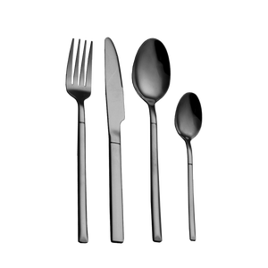 طقم أدوات مائدة من الفولاذ المقاوم للصدأ عالي الجودة بمقبض مربع وملعقة سكين مصنفرة بمرآة وملعقة شوكة للمطاعم وحفلات الزفاف - Product Image 4