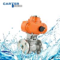 Vanne à boisseau sphérique électrique avec revêtement en téflon, CF8 WCB, à brides, PN16 ANSI150, antidéflagrante EX, marche/arrêt, modulante, contrôle PLC 4-20mA, pour applications chimiques