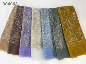Tela de encaje bordado con cuentas, tejido de guipur africano hecho a mano - Product Image 3