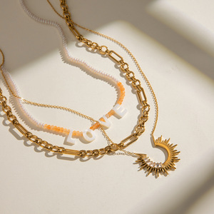 Collar con colgante de acero inoxidable con diseño geométrico de circonita para fiestas y joyería de moda - Product Image 3