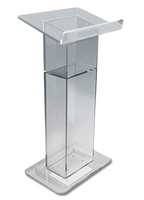 Pupitre en acrylique à base stable avec porte-bouteille, transparent, pour salons professionnels et banquets
